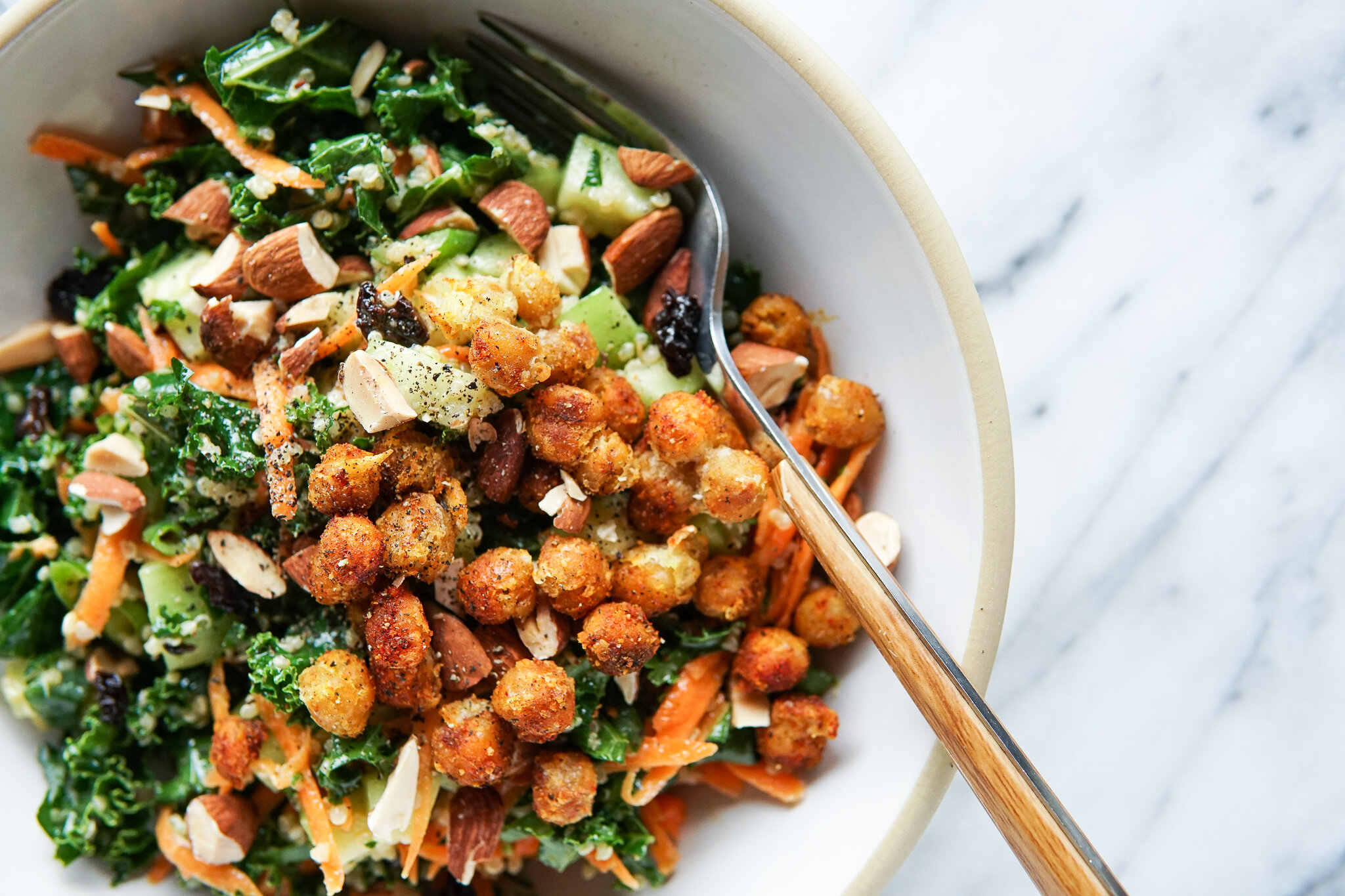 Baked Kale Salad With Crispy Quinoa