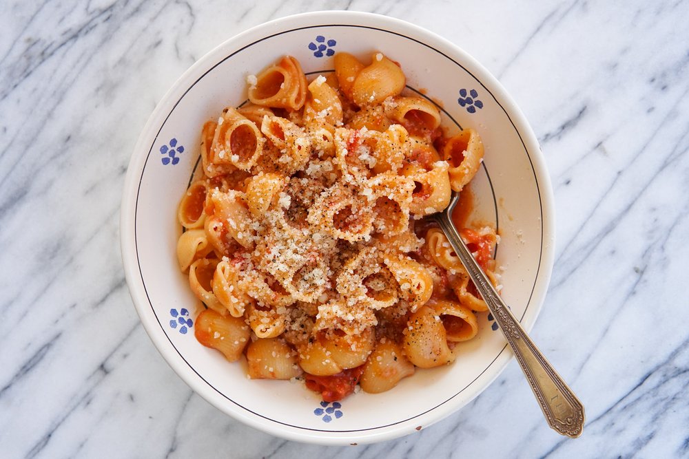 One Pot Tomato Parmesan Pasta | Natalie Cooks