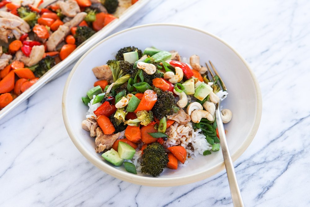 Sheet Pan Sesame Soy Chicken + Veggies | Natalie Cooks