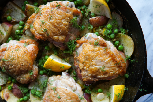 Braised Chicken with Mustardy Leeks + Potatoes | Natalie Cooks