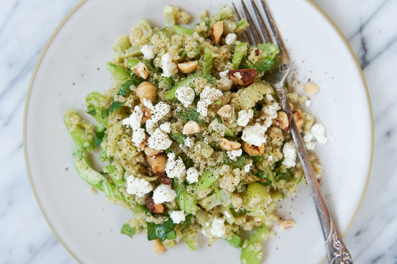Quinoa Fennel Celery Salad with Hazelnuts and Goat Cheese | Natalie Cooks