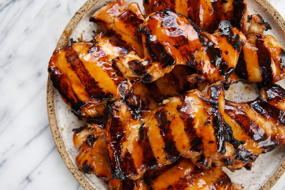 Grilled teriyaki shop chicken thighs