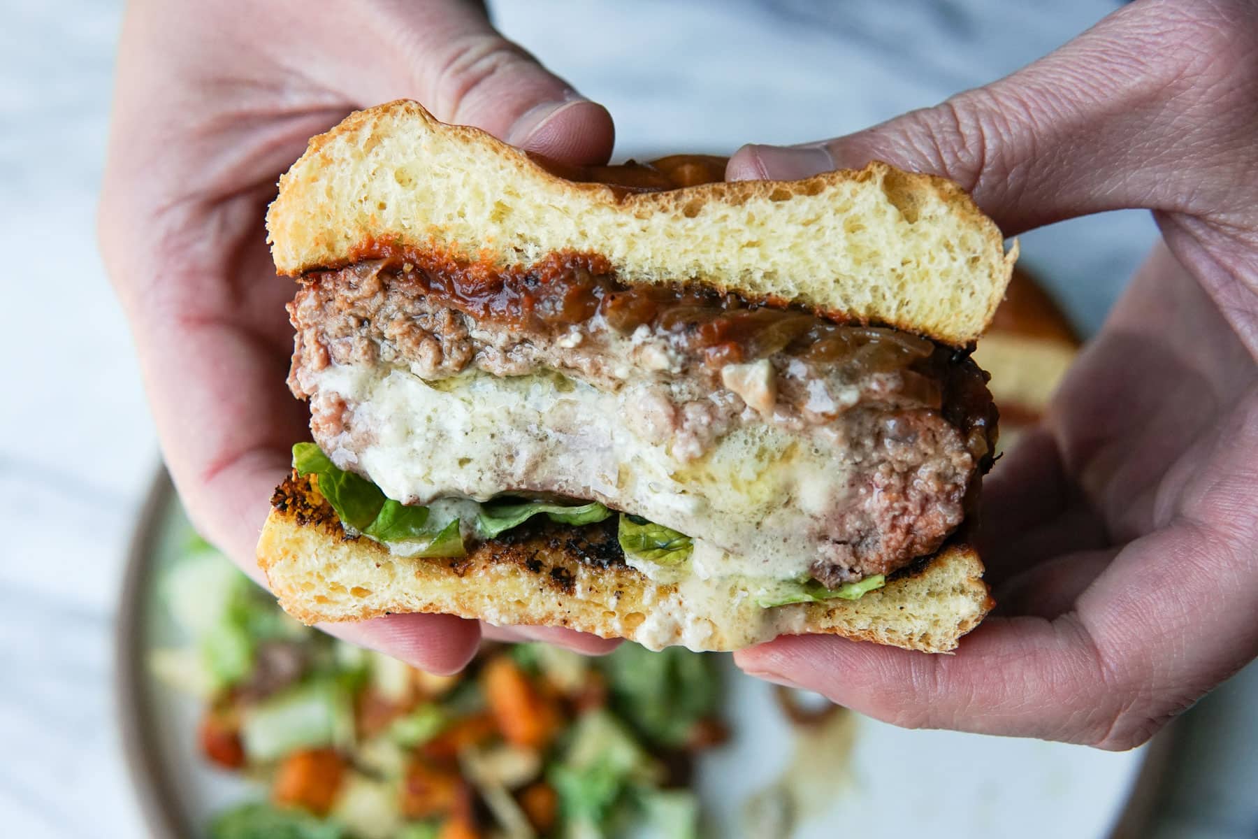Caramelized Onion Blue Cheese Burgers, Recipe