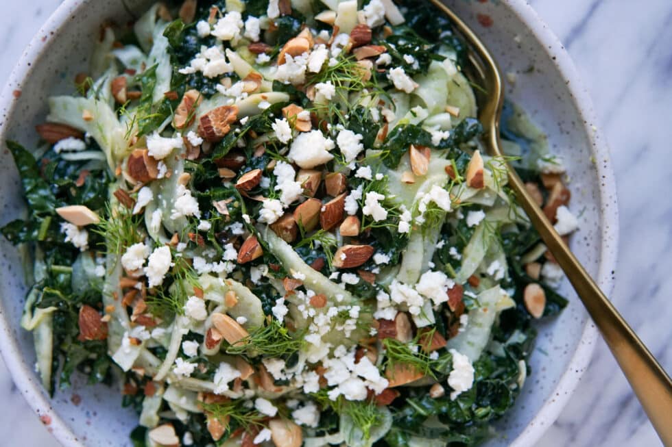 Fennel And Kale Salad With Lemony Feta Dressing Natalie Cooks