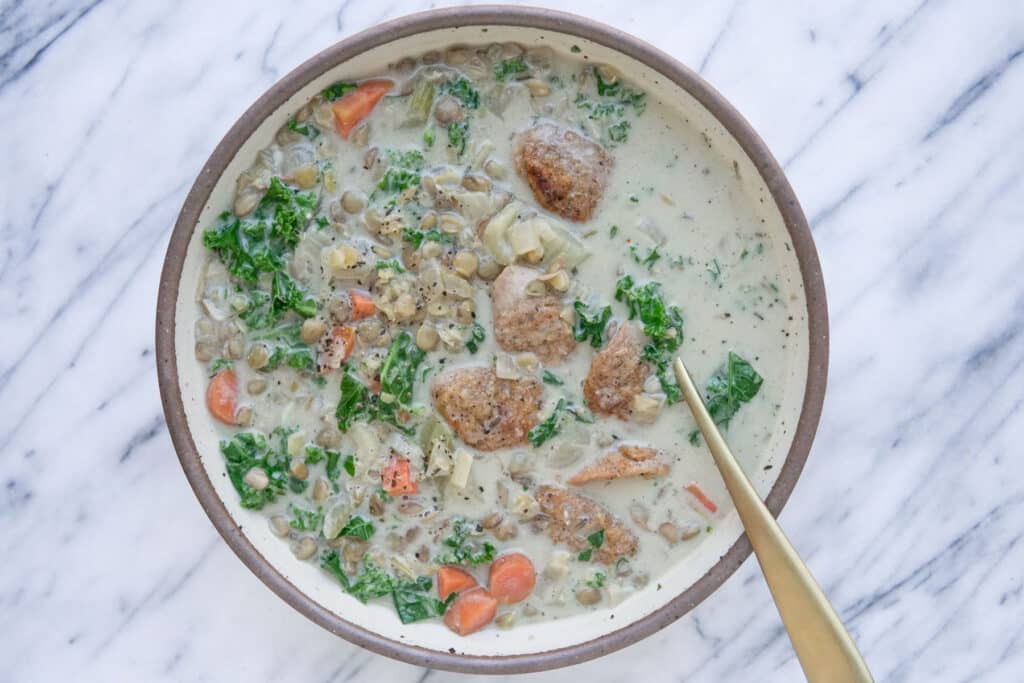 Creamy Sausage Lentil Veggie Soup3