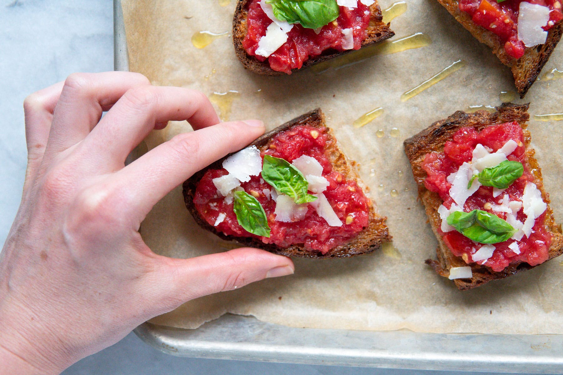 Grated Tomato and Parmesan Toasts | Natalie Cooks